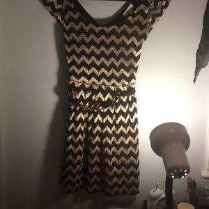 Black and gold, sparkly, zigzag striped dress